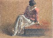 Adolph von Menzel Costume Study of a Seated Woman: The Artist's Sister Emilie USA oil painting artist